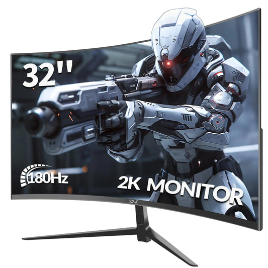 ZZA 32-Inch QHD Curved Gaming Monitor 2K 165Hz/144Hz 1ms GTG FreeSync & G-Sync HDR10 122% sRGB Color Gamut DisplayPort/HDMI VESA Compatible