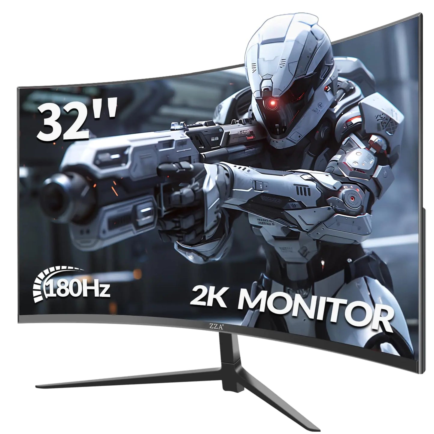 ZZA 32-Inch QHD Curved Gaming Monitor 2K 165Hz/144Hz 1ms GTG FreeSync & G-Sync HDR10 122% sRGB Color Gamut DisplayPort/HDMI VESA Compatible