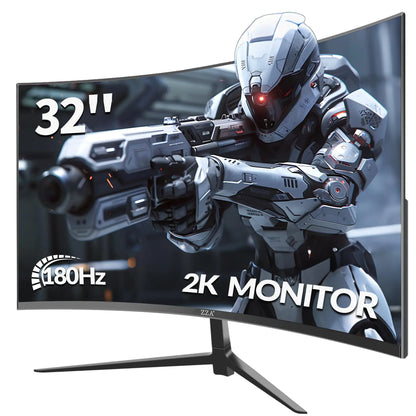 ZZA 32-Inch QHD Curved Gaming Monitor 2K 165Hz/144Hz 1ms GTG FreeSync & G-Sync HDR10 122% sRGB Color Gamut DisplayPort/HDMI VESA Compatible